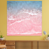 Koraal en blauw strand canvas afdruk (Insitu (Woonkamer))