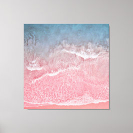 Koraal en blauw strand canvas afdruk