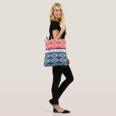 Koraal en Blauwe Floral Tote Bag (Op model)