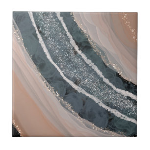 Koraal en Blauwe Gemstone Tegeltje