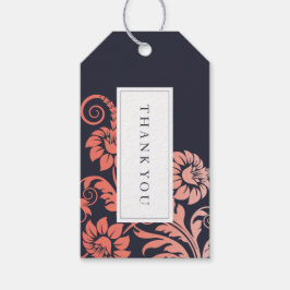 Koraal en blauwe huwelijksfavoriet cadeau hanglabe cadeaulabel