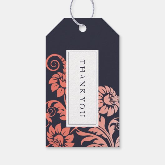 Koraal en blauwe huwelijksfavoriet cadeau hanglabe cadeaulabel (Voorkant)