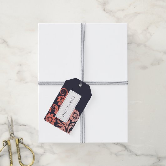 Koraal en blauwe huwelijksfavoriet cadeau hanglabe cadeaulabel (Met Touw)