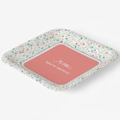 Koraal en Blauwe Wildbloemen VRIJGEZELLENFEEST Papieren Bordje (Gebogen)