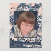 Koraal en Blauwe Zonnebloem Kunst | Foto | Begrafe Programmakaart (Voorkant)