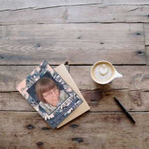 Koraal en Blauwe Zonnebloem Kunst   Foto   Begrafe Programmakaart