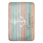 Koraal- en Blauwgroen band Nautische strips Badmat (Voorkant Verticaal)