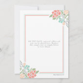 Koraal en Blauwgroen Bloemen Baby shower Uitnodigi Kaart (Achterkant)