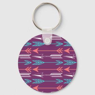 Koraal en Blauwgroen Boho Arrows Sleutelhanger