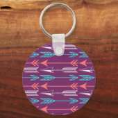 Koraal en Blauwgroen Boho Arrows Sleutelhanger (Voorkant)