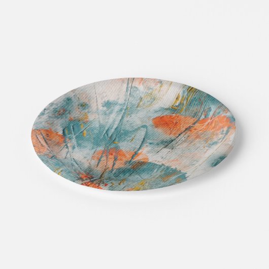 Koraal en Blauwgroen bord (Gekanteld)