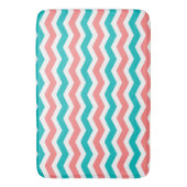 Koraal en Blauwgroen Chevron Badmat (Voorkant Verticaal)