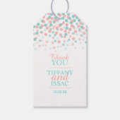 Koraal en blauwgroen dank je aangepast label voor  cadeaulabel (Voorkant)