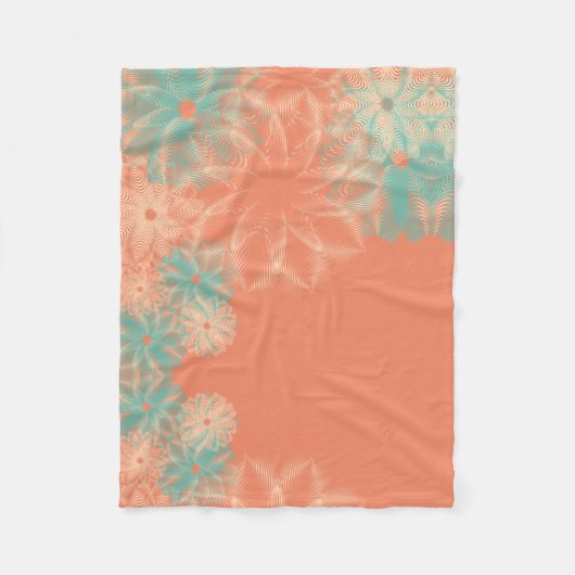 Koraal- en Blauwgroen-Florentijns ontwerp Fleece Deken (Voorkant)