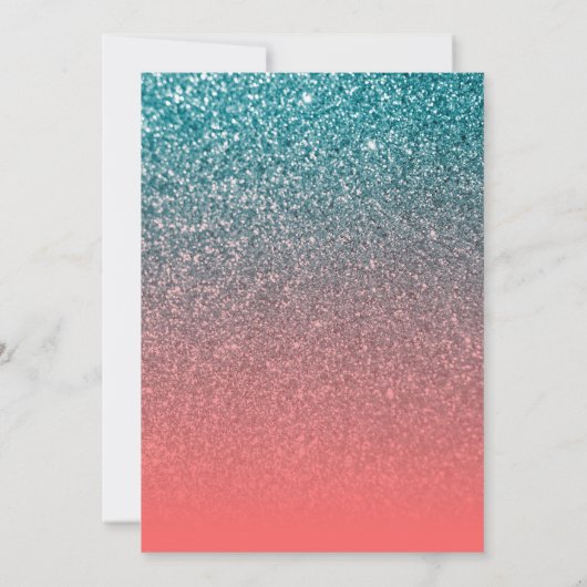 Koraal en Blauwgroen Ombre Glitter sparen de Datum Kaart (Achterkant)