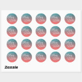 Koraal en Blauwgroen Ombre Glitter sparen de Datum Ronde Sticker (Vel)