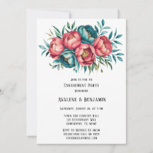 Koraal en Blauwgroen pioenen Gold Engagement Party