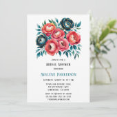 Koraal en Blauwgroen pioenen Gouden Vrijgezellenfe Kaart (Staand voorkant)