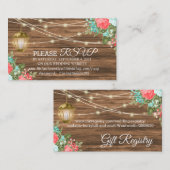 Koraal en Blauwgroen - Rsvp en register - Weddensc Informatiekaartje (Voorkant / Achterkant)