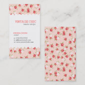 Koraal en Blush Chique  Bloemen Print Visitekaartje (Voorkant / Achterkant)