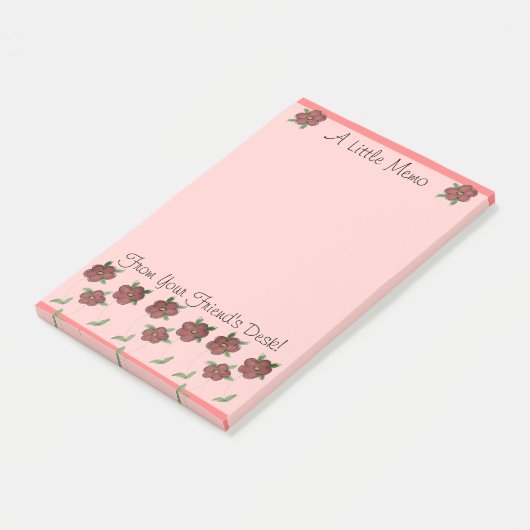 Koraal en Bourgondische bloemen bloeien Post-it® Notes (Schuin)