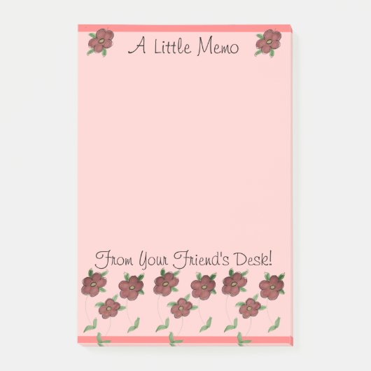 Koraal en Bourgondische bloemen bloeien Post-it® Notes (Voorkant)