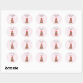 Koraal en Chocolade Trouwtaart Ronde Sticker (Vel)