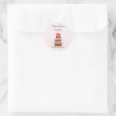 Koraal en Chocolade Trouwtaart Ronde Sticker (Tas)
