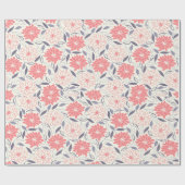 Koraal en Crème Bloemenpatroon  Dahlia Cadeaupapier (Vlak)