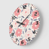 Koraal en Crème Bloemenpatroon  Dahlia Grote Klok (Hoek)