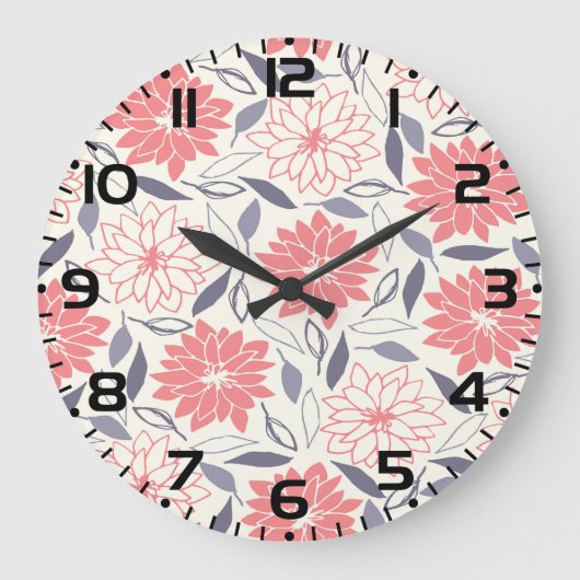 Koraal en Crème Bloemenpatroon  Dahlia Grote Klok (Voorkant)