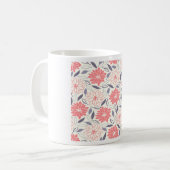 Koraal en Crème Bloemenpatroon  Dahlia Koffiemok (Voorkant links)