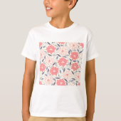 Koraal en Crème Bloemenpatroon  Dahlia T-shirt (Voorkant)