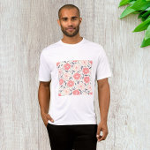 Koraal en Crème Bloemenpatroon Dahlia T-shirt