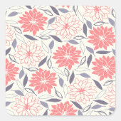 Koraal en Crème Bloemenpatroon  Dahlia Vierkante Sticker (Voorkant)