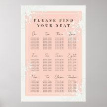Koraal en crème Filigree Elegant Seating Chart