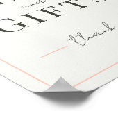 Koraal en crème Filigree Wedding Gift Sign Poster (Hoek)