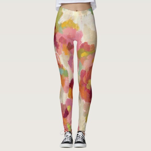 Koraal en Emerald Garden Leggings (Voorkant)