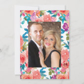 Koraal en Fandango bloemen bruiloft foto Save The Date (Achterkant)