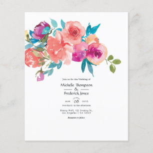 Koraal en Fandango Bloemen Trouw Uitnodiging Flyer