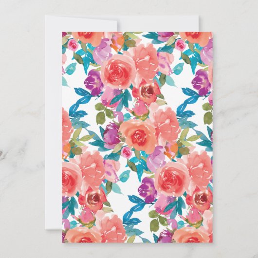 Koraal en Fandango Floral Drive Met Douche Kaart (Achterkant)