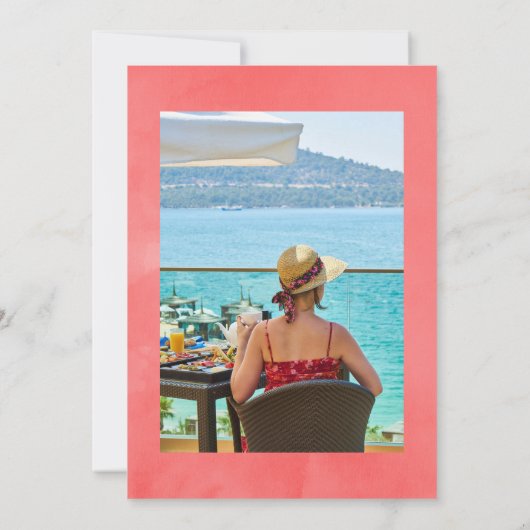 Koraal en Fandango Floral Viering van het leven Kaart (Achterkant)