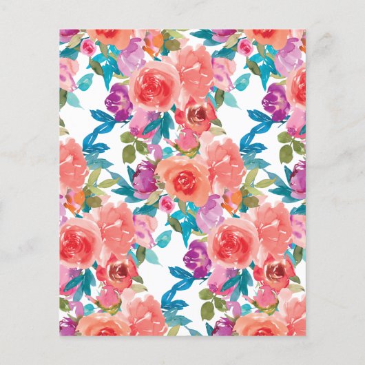 Koraal en Fandango Floral Wedding Flyer (Achterkant)