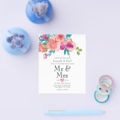 Koraal en Fandango Floral Wedding Flyer (Enkel)