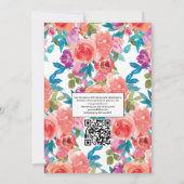 Koraal en Fandango Floral Wedding Foto Uitnodiging (Achterkant)