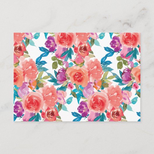 Koraal en Fandango Floral Wedding Reception Informatiekaartje (Achterkant)