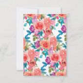 Koraal en Fandango Floral Wedding RSVP Kaartje (Achterkant)