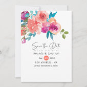Koraal en Fandango Floral Wedding Save The Date (Voorkant)
