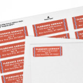 Koraal en Frans Blue Wavy Lijst Etiket