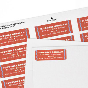 Koraal en Frans Blue Wavy Lijst Etiket